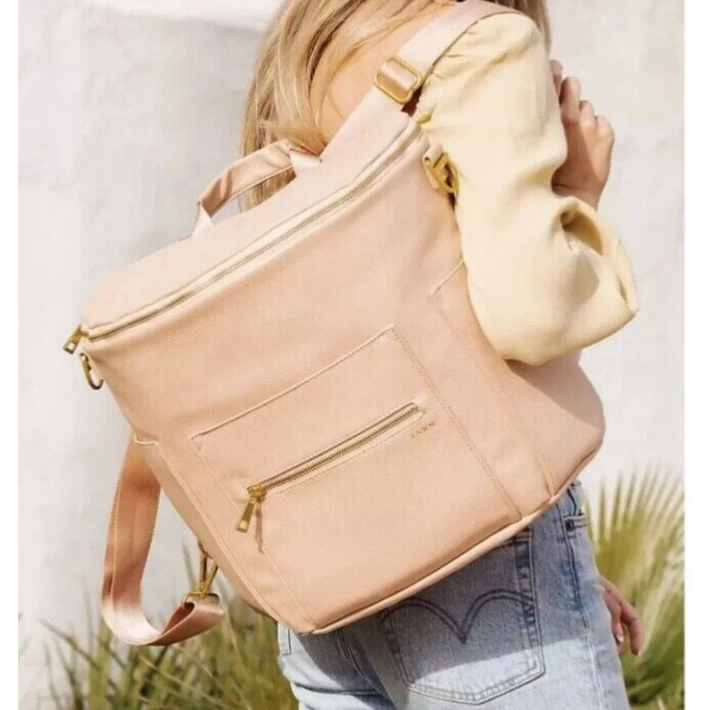 Fawn Design blush pink diaper bag  gold hardware Puff Ball Bag Charm